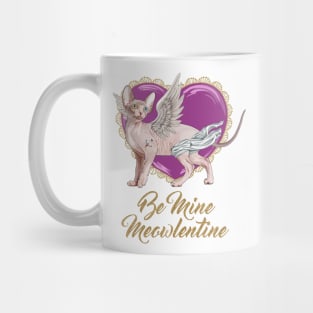 Be Mine Meowlentine, Valentines Day Sphynx Cat Cupid Mug